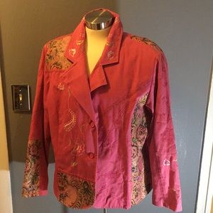Bechamel Womens Pink Floral Boho Blazer 04